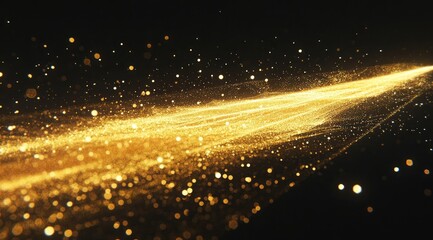 Obraz premium Golden particles stream across a black background