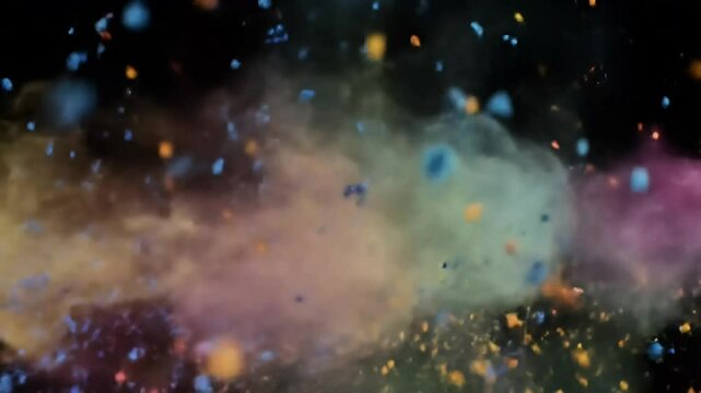 Abstract multicolor powder explosion in slow motion	