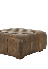 Rectangular brown leather ottoman
