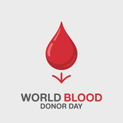 Obraz premium World blood donor day conceptual illustration featuring a red blood drop and downward arrow