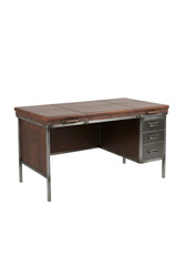 Rustic leather desk with metal frame