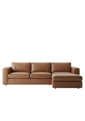 Sectional couch in light brown leather