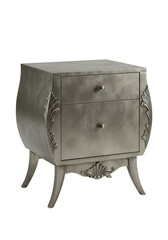 Silver nightstand with ornate carvings