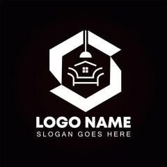 interior logo design template vector, furniture logo icon