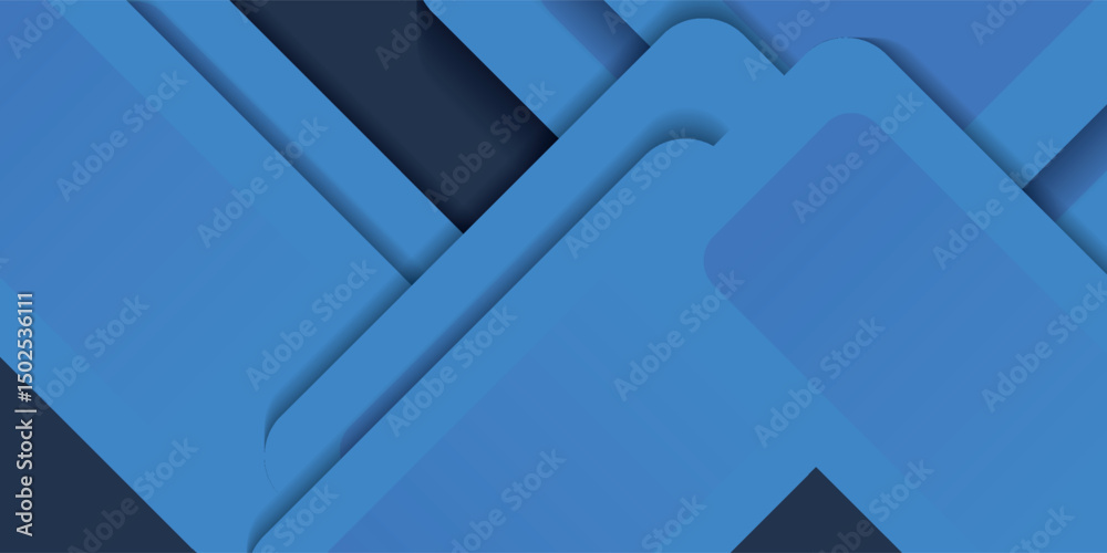 Wall mural abstract blue and gray triangle on dark color geometric design. modern papercut futuristic backgroun