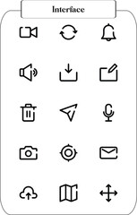 Clean Minimalist UI Icon Set Video, Audio, Messaging, and More