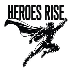 A silhouette of Superhero in flying vector on a white background