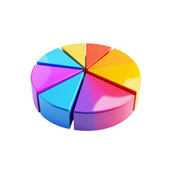 Fototapeta premium Colorful 3d pie chart data infographic presentation on transparent background