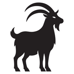 Stylized Black Goat Vector Silhouette