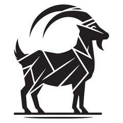 Stylized Black Goat Vector Silhouette