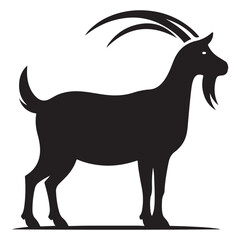 Stylized Black Goat Vector Silhouette