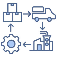 Supply Chain Optimization Blue Icon