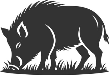 Drawing of a black boar vector silhouette