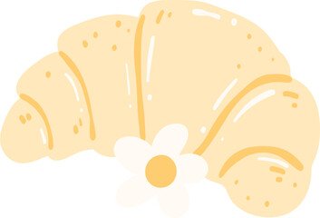 Croissant Illustration, Cozy Bakery Clipart, Elegant Breakfast Art