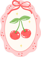 Cherry Illustration, Juicy Fruit Clipart, Fresh Summer Berry Art