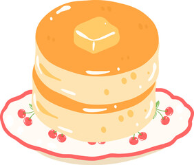 Pancake Illustration, Cozy Breakfast Clipart, Rustic Food Art