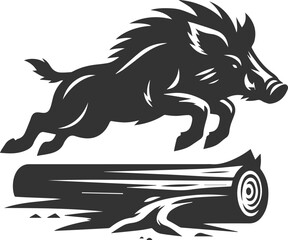 Drawing of a black boar vector silhouette