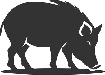 Drawing of a black boar vector silhouette