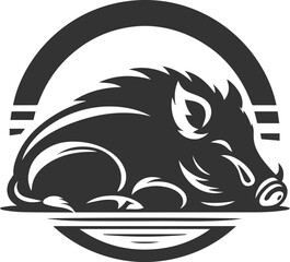 Drawing of a black boar vector silhouette