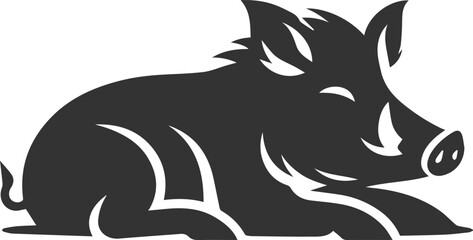 Drawing of a black boar vector silhouette