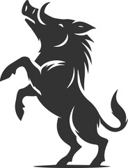 Drawing of a black boar vector silhouette