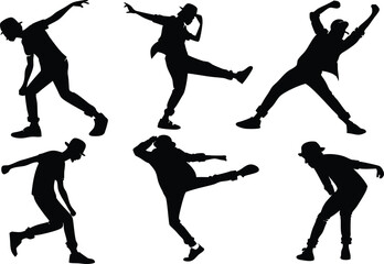 Six Silhouettes of a Male Dancer in Various Poses