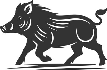 Obraz premium Drawing of a black boar vector silhouette