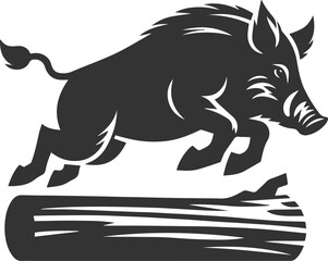 Drawing of a black boar vector silhouette