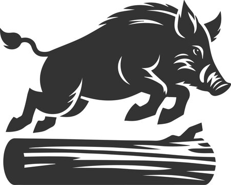 Drawing of a black boar vector silhouette