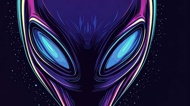 Futuristic alien logo t shirt design featuring a stylized, colorful alien head, Futuristic alien logo t shirt design, clean background