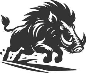 Drawing of a black boar vector silhouette