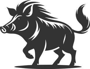 Drawing of a black boar vector silhouette