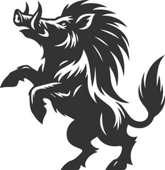 Drawing of a black boar vector silhouette