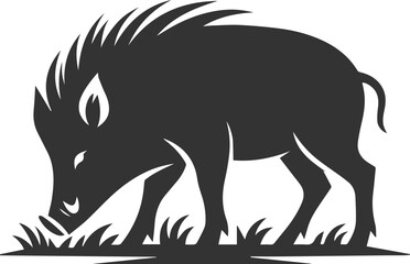 Drawing of a black boar vector silhouette