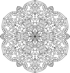 Intricate Relaxing Mandala Coloring Page for Adults - Detailed Art Therapy Design for Stress Relief