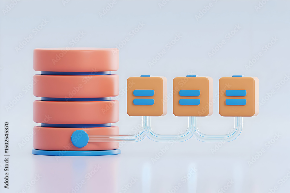 Poster abstract 3d render of database server and data cubes
