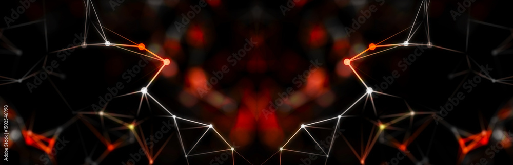 Leinwandbilder Technology background. Honeycomb concept. Big data. Hexagonal space with connected dots and lines. 3d