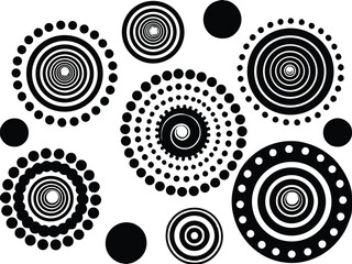 Adobe Illustrator Artwork Set of spiral elements. Funnel icon collection. Black spiral decoration
