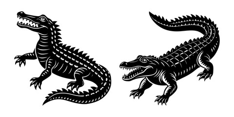 A Crocodile vector silhouettes .