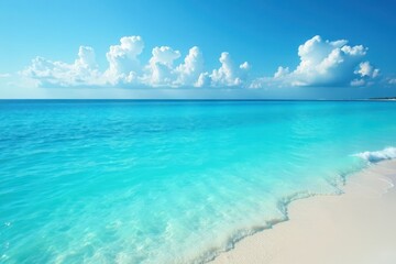 Obraz premium Turquoise sea meets cerulean sky at serene horizon, natural, peaceful