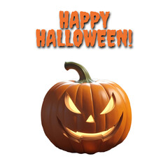 Happy Halloween pumpkin with a mischievous smile and glowing eyes for festive celebration.