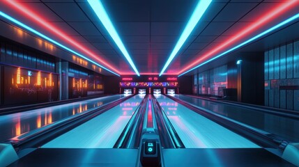 Bowling alley neon lighting interior design