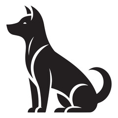 Silhouette of Sitting Dog - Black Pet Vector Illustration