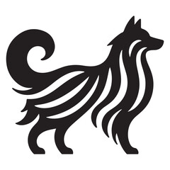 Silhouette of Sitting Dog - Black Pet Vector Illustration