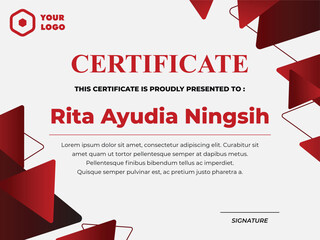 Red certificate design with triangle background