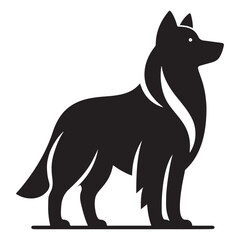 Silhouette of Sitting Dog - Black Pet Vector Illustration