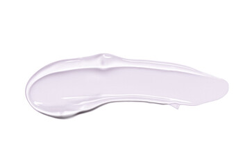 The sample is a smear of transparent cosmetic gel or cream. Isolated on a white background