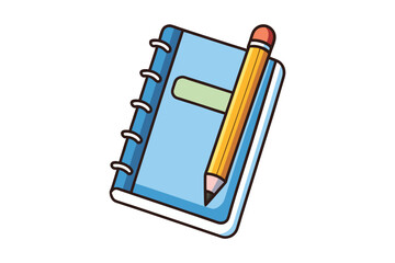 notebook and pen vector illustration on white background