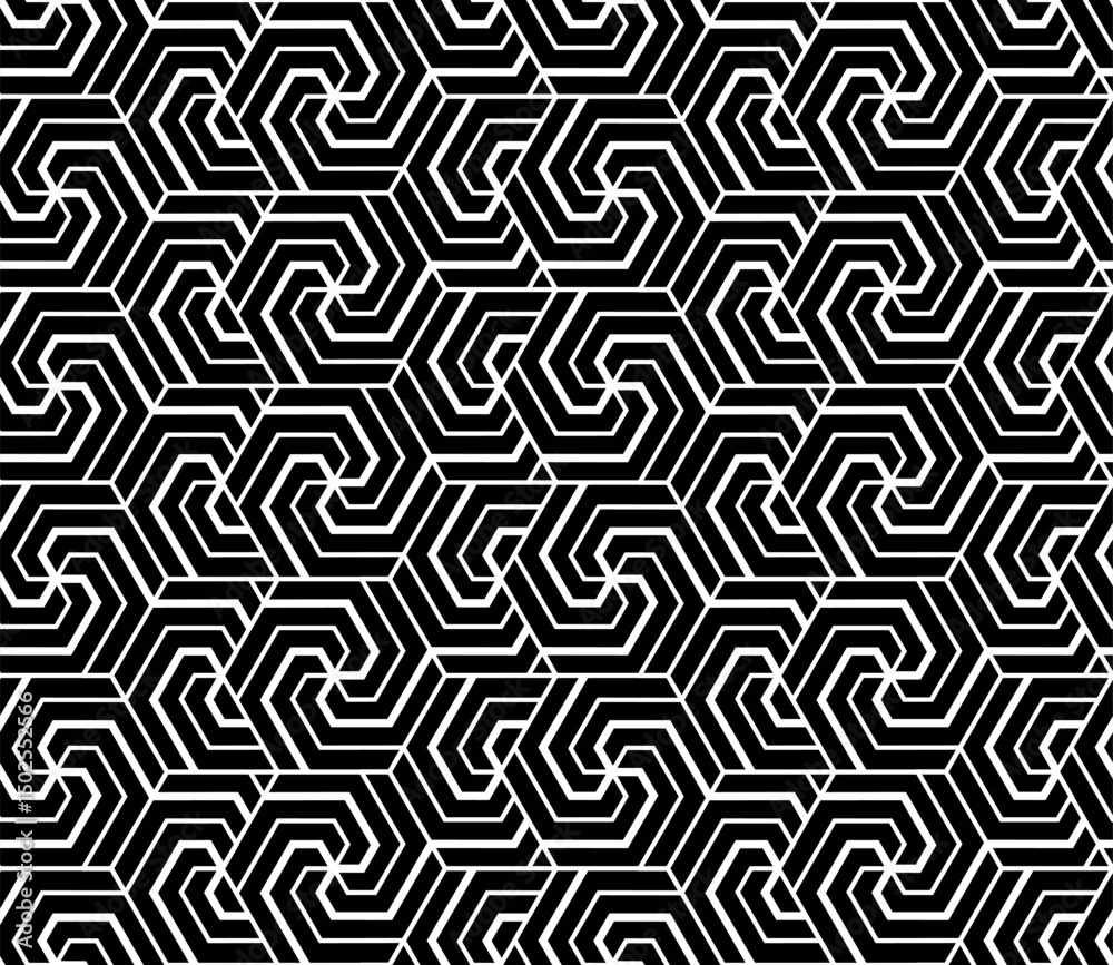 Poster Abstract geometric pattern with stripes, lines. Seamless vector background. White and black ornament. Simple lattice graphic design.