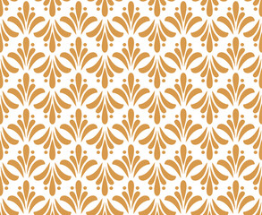Flower geometric pattern. Seamless vector background. Gold and white ornament